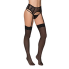 High Waisted Sheer Mesh Garter Belt with Adjustable Garter Straps - Medium/Large / Black - Garter Belt