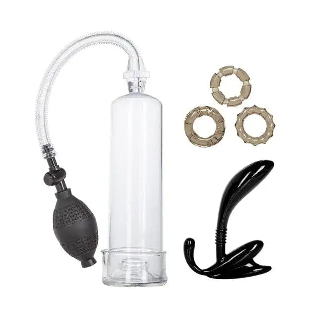 CalExotics Penis Enhancement His Essential Pump Kit - Clear at the Haus of Shag