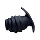 Hive Ass Tunnel Silicone Ribbed Hollow Anal Plug with a black rubber ball curved top