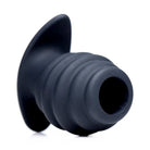 Black Hive Ass Tunnel Silicone Ribbed Hollow Anal Plug on white background