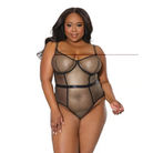 ’holiday Metallic Fishnet Teddy W/underwire Cups Black/gold 1x/2x - Teddy