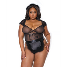 Holiday Mistletoe Maid Stretch Mesh Teddy Marabou Trimmed Apron & Headband Black Os/xl - Teddy