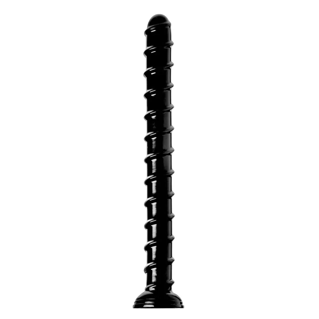 Hosed 18 Inch Swirl Anal Snake - Black Spiral-Textured Dildo with Flared Base