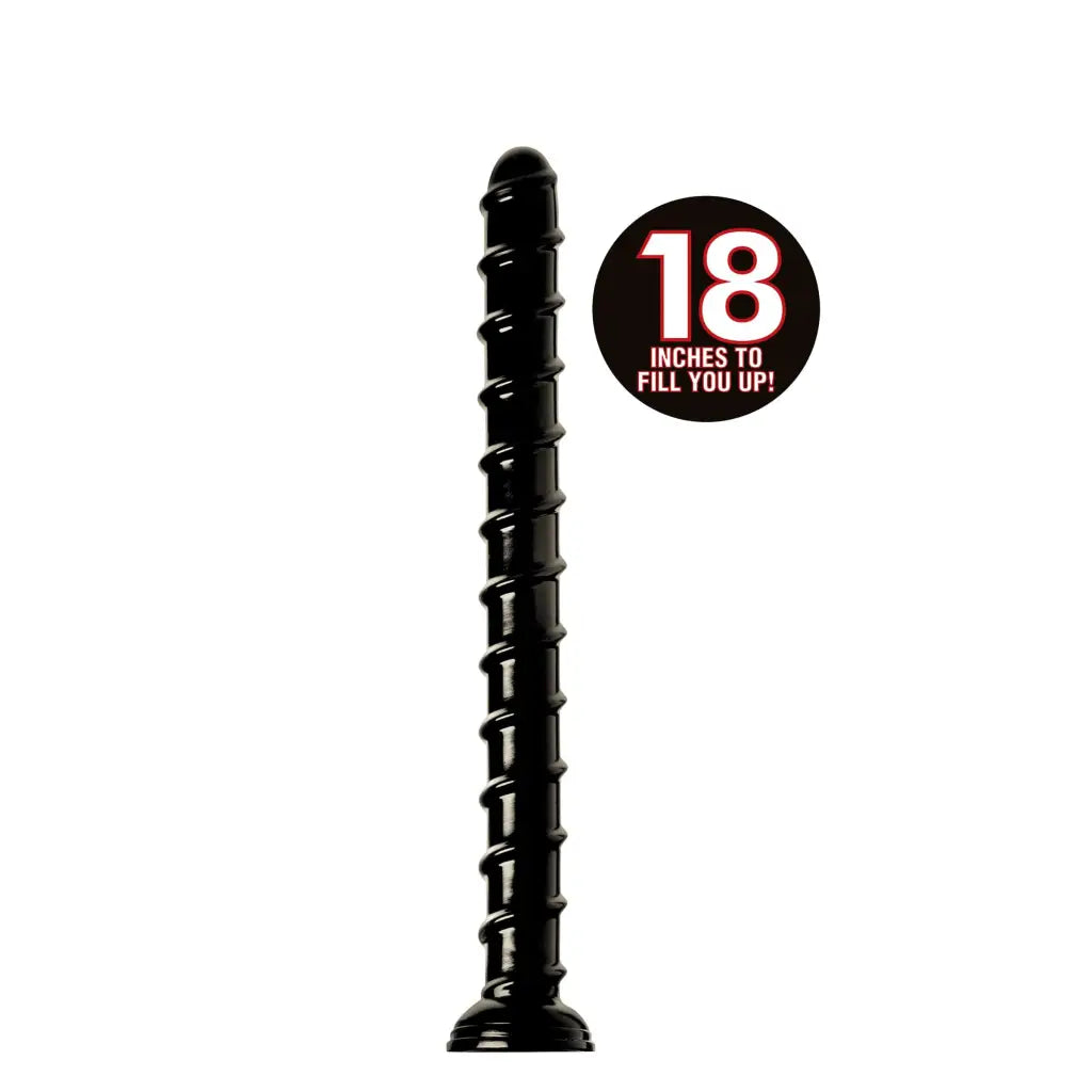 Hosed 18 Inch Swirl Anal Snake - Black spiral-textured adult toy, 18 inches long