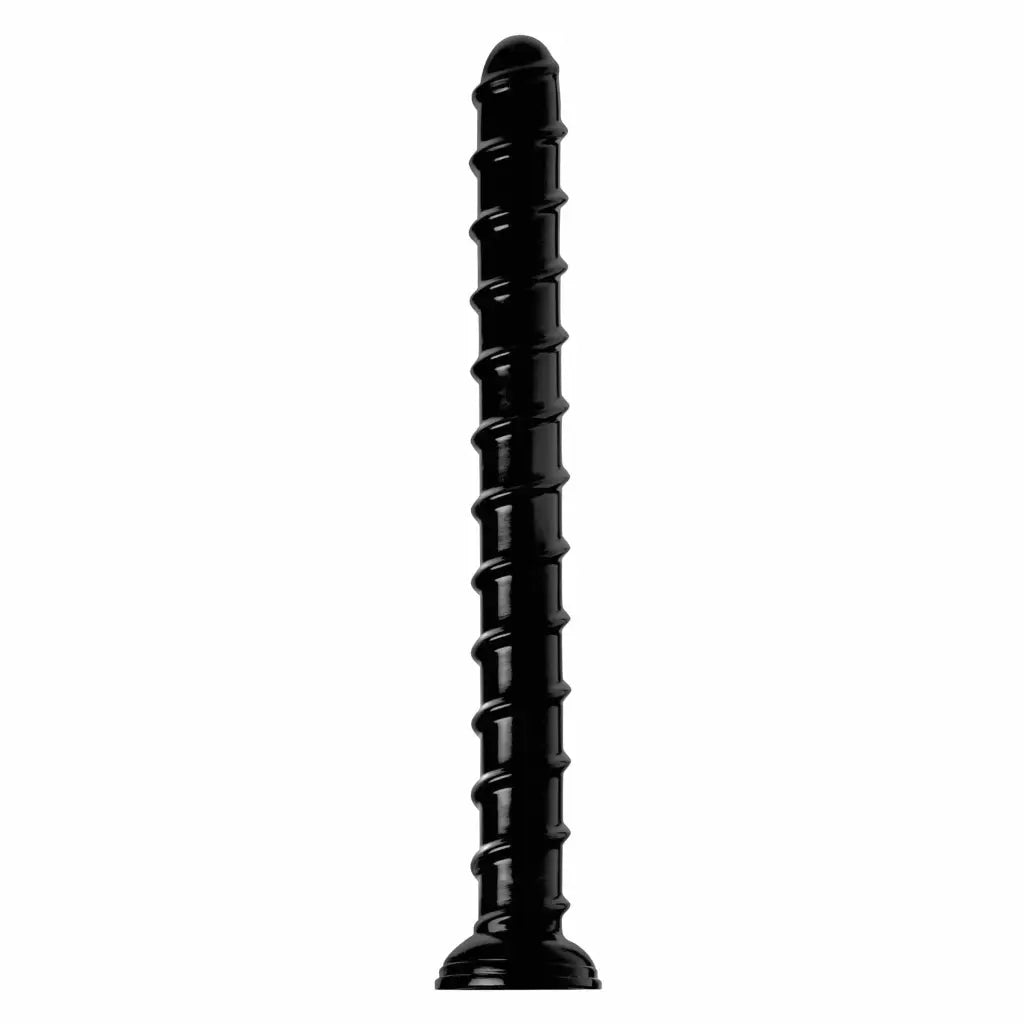 Black spiral-textured dildo with flared base - Hosed 18 Inches Swirl Anal Snake