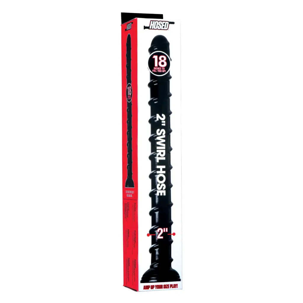 Hosed 18 Inches Swirl Anal Snake – Black Textured Toy in Red/White Box with ’2’ Swirl Hose’