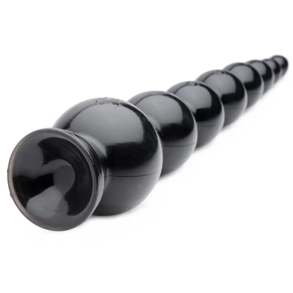 Hosed Plain Dildo Black Hosed 19 Inch Graduated Bead Anal Snake at the Haus of Shag