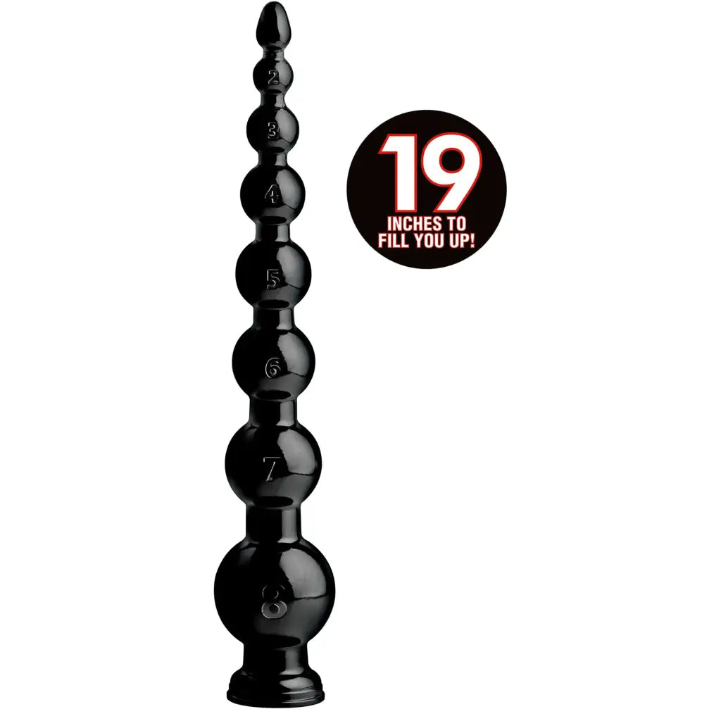 Hosed Plain Dildo Black Hosed 19 Inch Graduated Bead Anal Snake at the Haus of Shag