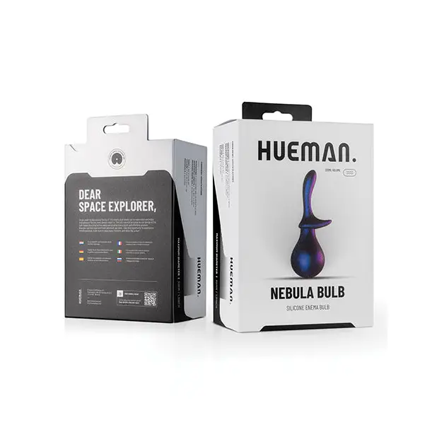 Hueman Nebula Anal Douche Bulb - Silicone anal bulb toy in packaging labeled ’Hueman Nebula Bulb’