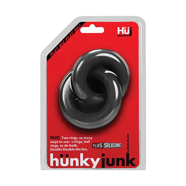 Hunkyjunk DUO Linked Cock/Ball Rings Tar - Cock Ring