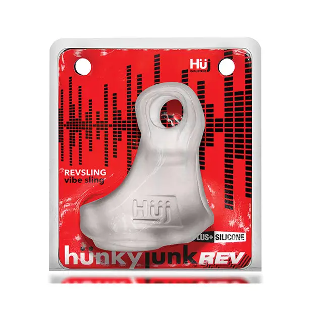 Hunkyjunk Revsling Cock & Ball Sling with Bullet Vibrator Clear Ice - Cock Ring