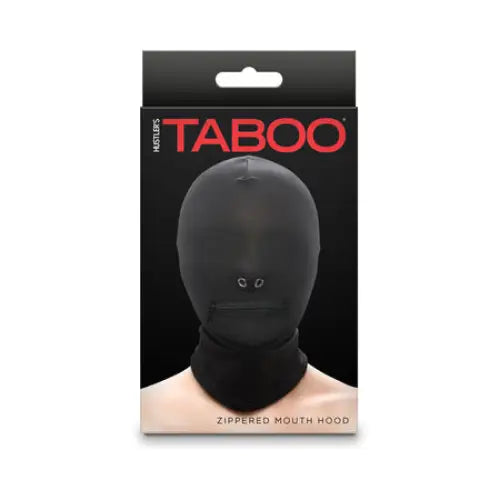 Hustler Taboo Zippered Mouth Hood Black - Stylish black mask with sleek black logo detailing