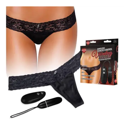 Hustler Wireless Remote Control Vibrating Panties - Medium/Large / Black - Wearable Vibrator