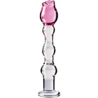 Icicles Dongs & Dildos Icicles No. 12 Hand Blown Glass Massager - Clear W/rose Tip at the Haus of Shag