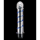 Hand blown glass vibrator: Icicles No. 20 with blue swirls and clear top