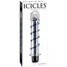 Hand blown glass vibrator: Icicles No. 20, clear with blue swirls, waterproof