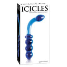 Hand blown glass blue massager with curved handle for targeted G-Spot stimulation