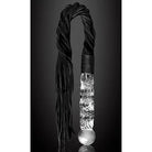 Ornate hand blown glass dildo with black fabric handle | Icicles No. 38 Hand Blown Glass Whip