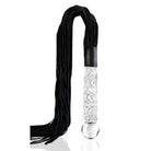 Black suede flogger with a decorative hand blown glass handle - Icicles No. 38 Whip