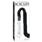 Hand blown glass dildo with textured shaft and black tassels - Icicles No. 38 Handled Whip