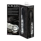 Hand blown glass dildo with decorative swirled pattern and spherical end from Icicles No. 38