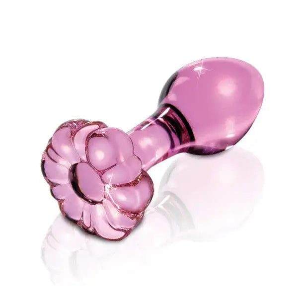 Pink glass anal plug with flower base from ’Icicles No. 48 Butt Plug - Pink’