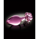 Butt plug pink: Elegant Icicles No. 48 glass plug with floral-shaped base