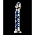 Icicles Dongs & Dildos Icicles No. 5 Hand Blown Glass Massager - Clear W/blue Swirls at the Haus of Shag