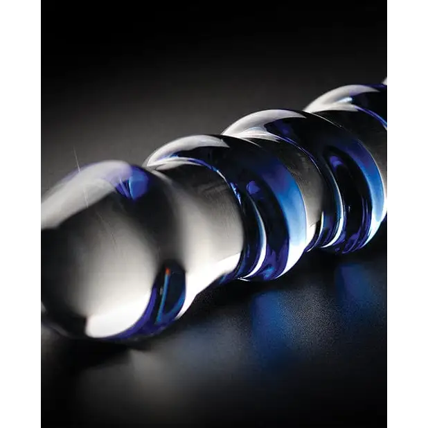 Icicles Dongs & Dildos Icicles No. 5 Hand Blown Glass Massager - Clear W/blue Swirls at the Haus of Shag