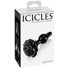 Hand blown glass rose massager with curved handle from Icicles No. 77 - Black