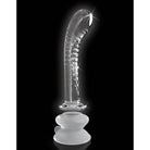 Hand blown glass G-spot massager with textured shaft and suction cup - Icicles No. 88