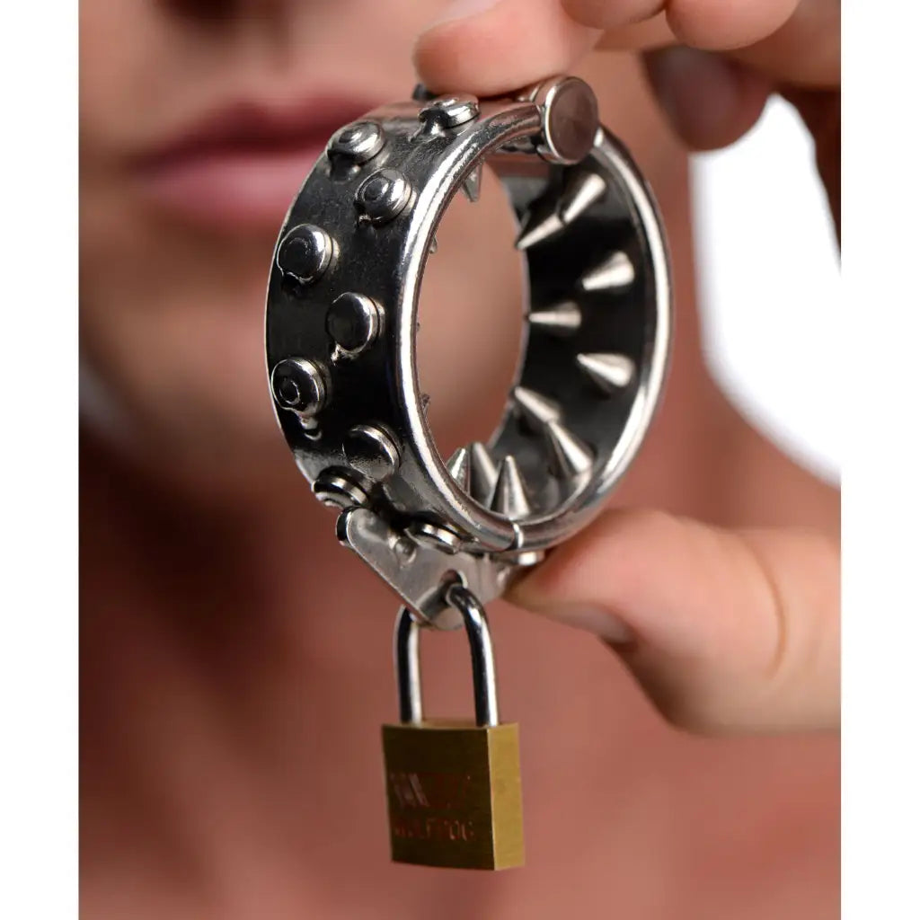 Master Series Cock Cage Impaler Locking Cbt Ring With Spikes at the Haus of Shag