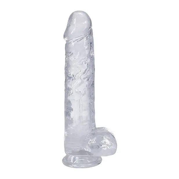 Big dick clear: Transparent phallic-shaped object with textured surface and flared base