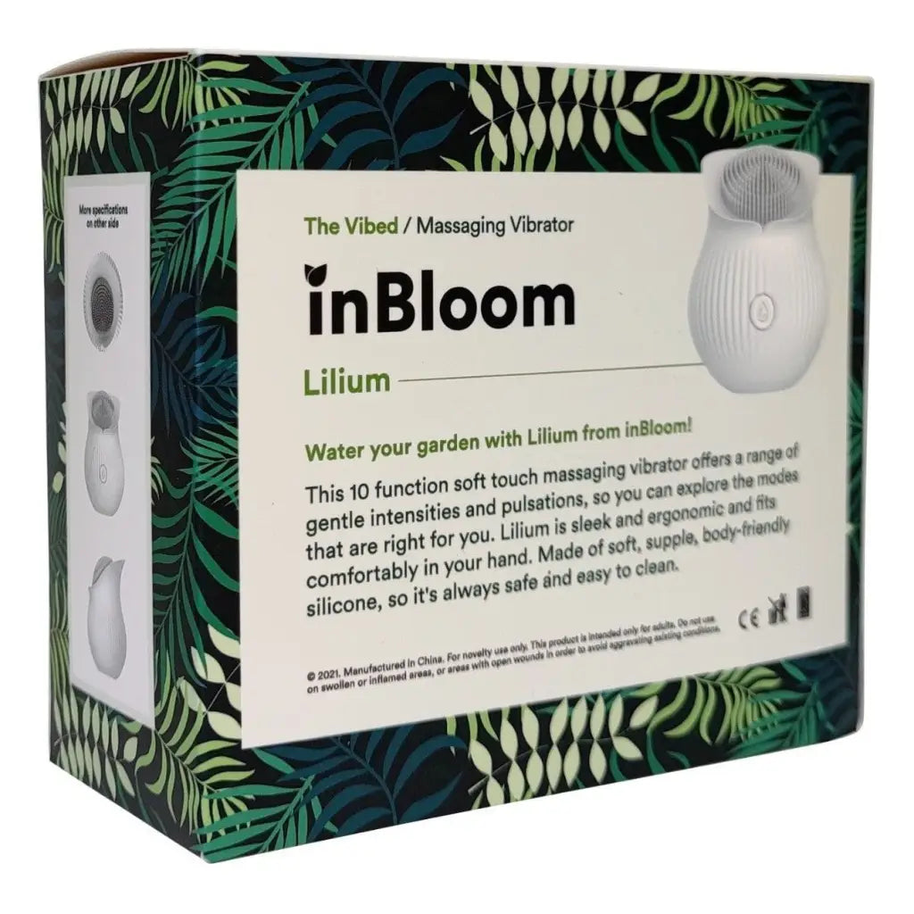 inBloom Lilium Flower-Shaped Massaging Vibrator Box with Tropical Leaf Design