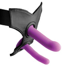 Incurve Silicone G-spot Duo Dildo Set: Purple silicone attachments with black harness