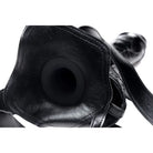 Black leather boxing headgear with protective ear covering from Infiltrator Hollow Strap line