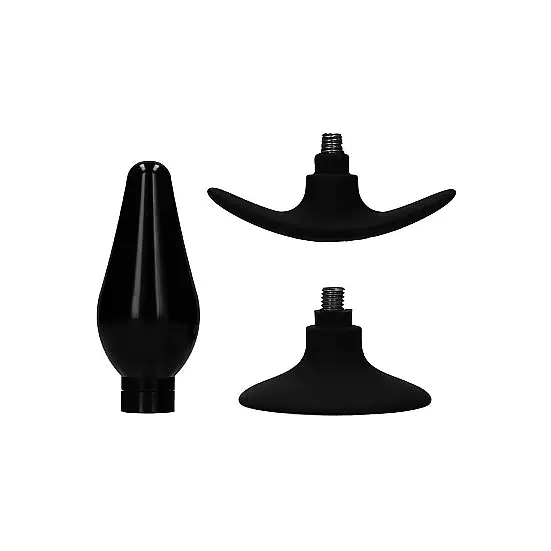 Interchangeable Butt Plug Set Pointed Black - Large - Butt Plug