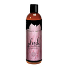 Bottle of Intimate Earth Plush Hybrid Anal Lubricant 240ml with pink label and black cap