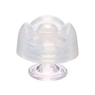 Iroha Petit Lily translucent plastic breast pump flange on circular base by Tenga - Clear