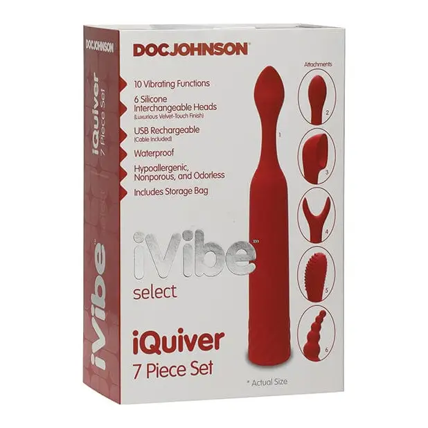 Doc Johnson Stimulators Red Velvet Ivibe Iquiver 7 Piece Set at the Haus of Shag