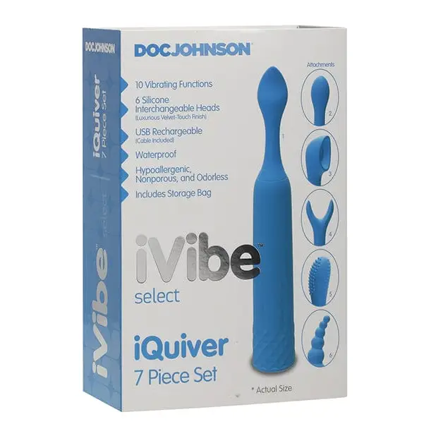 Doc Johnson Stimulators Periwinkle Ivibe Iquiver 7 Piece Set at the Haus of Shag