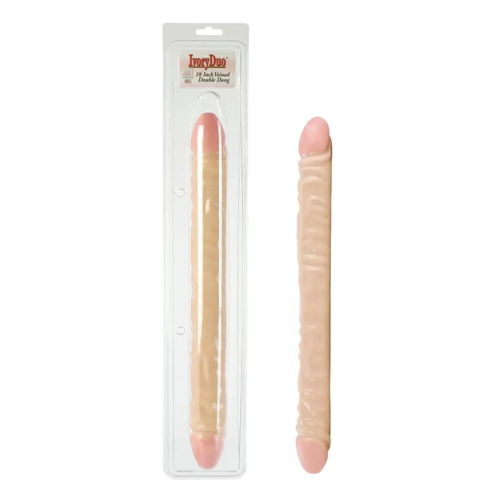 CalExotics Dildos Ivory Duo 18in Veined Double Dong at the Haus of Shag