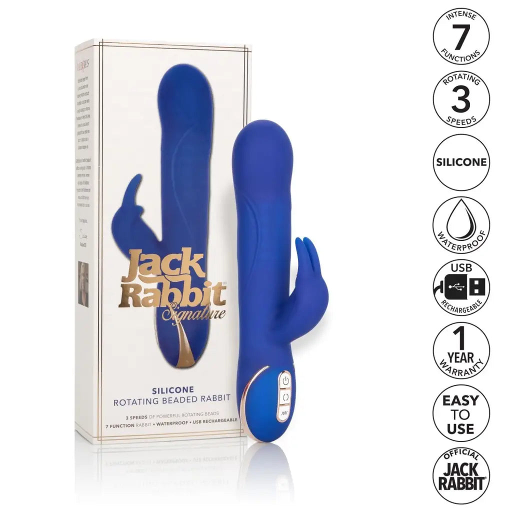 CalExotics Vibrator Jack Rabbit Signature Silicone Rotating Beaded Rabbit at the Haus of Shag