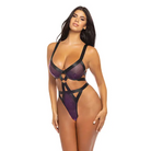 Jade Underwire High Leg Strappy Teddy Dark Iridescent/black - Medium - Bodysuit