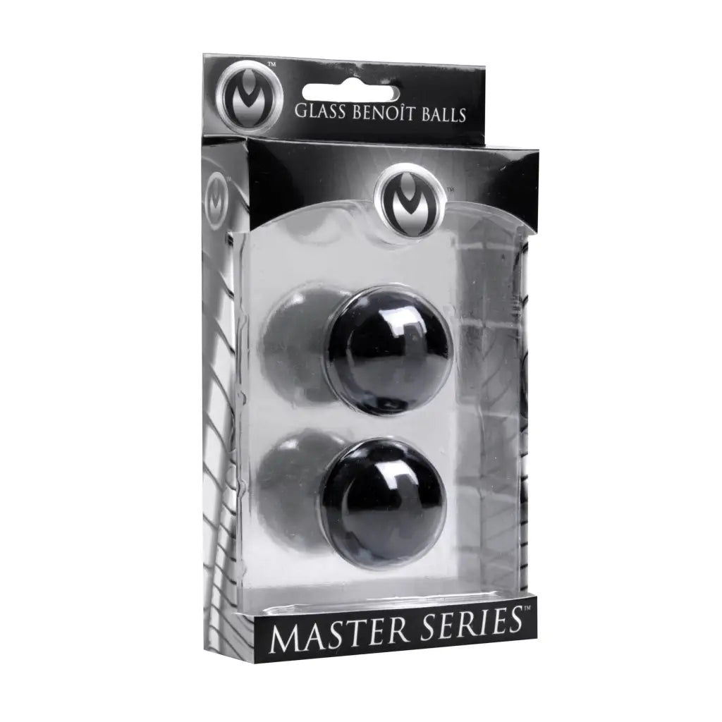 Jaded Glass Ben Wa Balls - Two Black Glass Benoit Balls from the Master Series