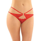 Fantasy Lingerie Thong Large/Extra Large / Red Jasmine Strappy Lace Thong W/front Keyhole Cut Out at the Haus of Shag