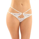 Fantasy Lingerie Thong Small / Medium / White Jasmine Strappy Lace Thong W/front Keyhole Cut Out at the Haus of Shag