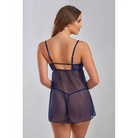 Jennie Cross Dyed Galloon Lace & Mesh Babydoll Navy - Smal - Babydoll