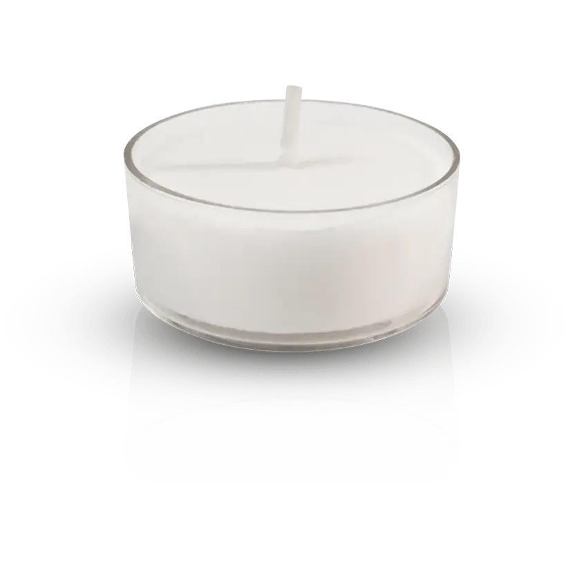 White tealight candle in clear glass holder from JO All-In-One Massage Glide Kit - Warming