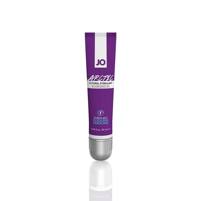 Purple tube of JO Arctic clitoral gel cooling stimulant, 0.34 fl oz silicone-based